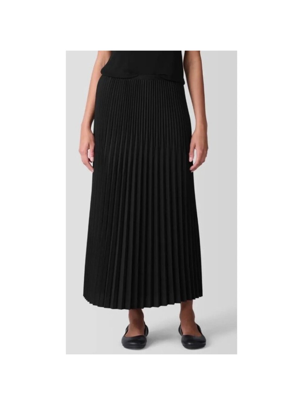 Eileen Fisher Size 2X Silk Wool Pleated Pull On Maxi Skirt Black NIP NEW $328 - Picture 3 of 9